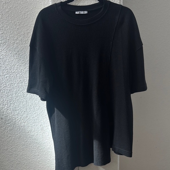 Men's Black Asymmetrical T-Shirt (Zara) - Picture 1 of 3